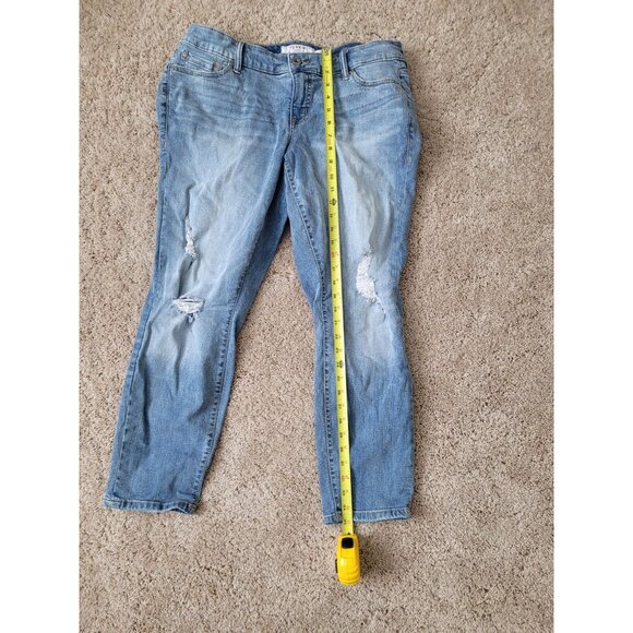 Torrid Women's Blue Boyfriend Fit Skinny Jeans Size 12 Distressed Mid Rise - Picture 7 of 8